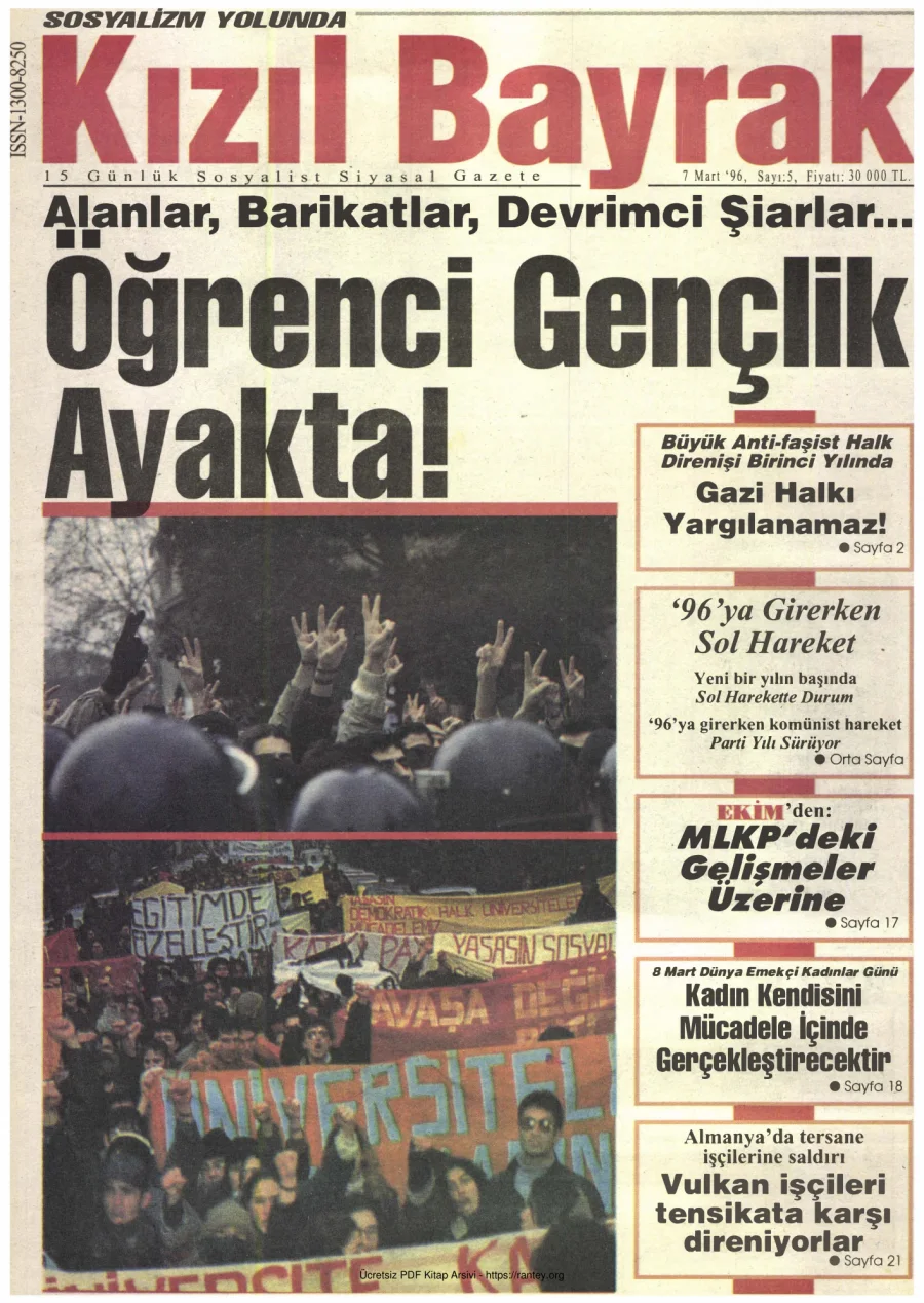 Kızılbayrak Yıl 1996 Sayı 03 7 Mart kapak görseli