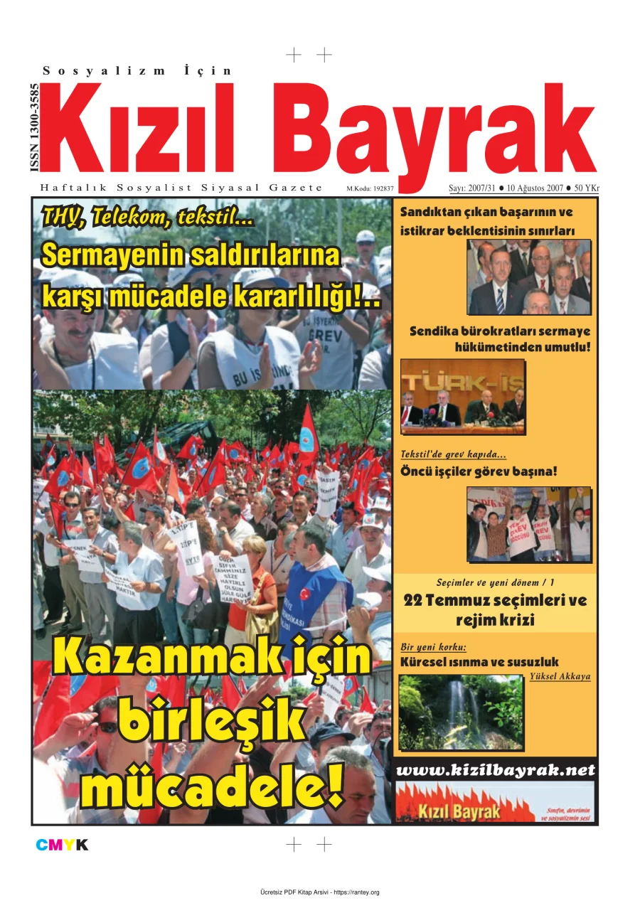 Kızılbayrak Yıl 2007 Sayı 31 10 Ağustos kapak görseli