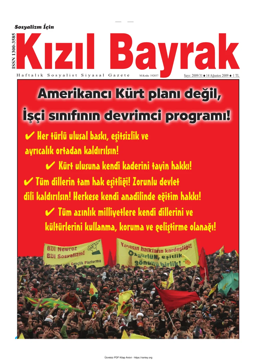 Kızılbayrak Yıl 2009 Sayı 31 14 Ağustos kapak görseli