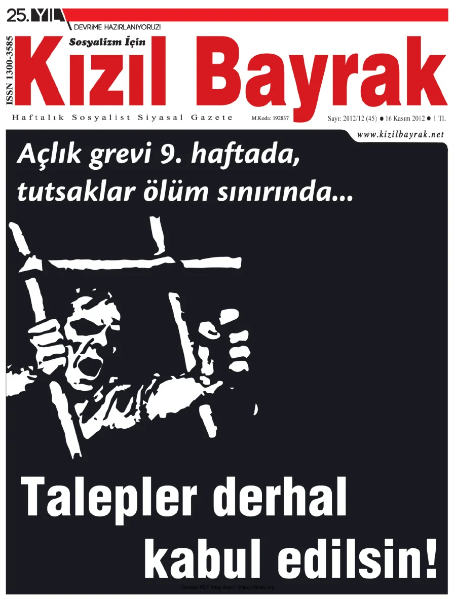 Kızılbayrak Yıl 2012 Sayı 45 16 Kasım kapak görseli