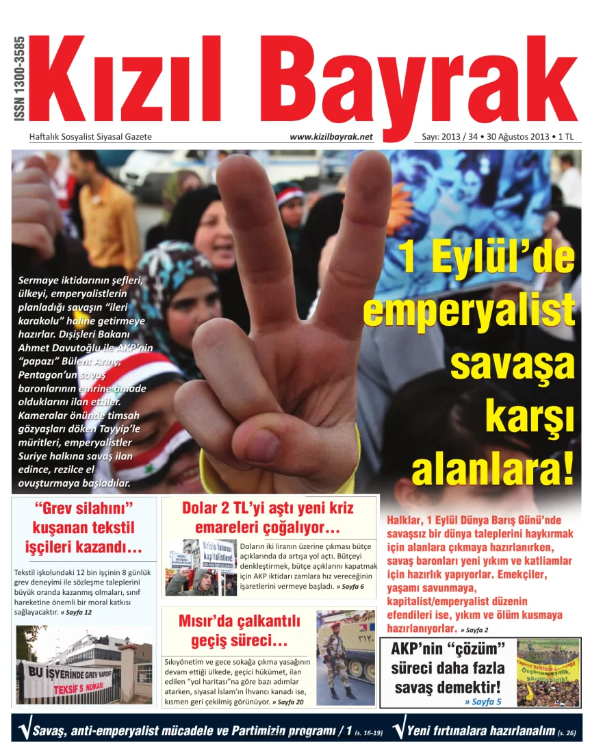 Kızılbayrak Yıl 2013 Sayı 34 30 Ağustos kapak görseli
