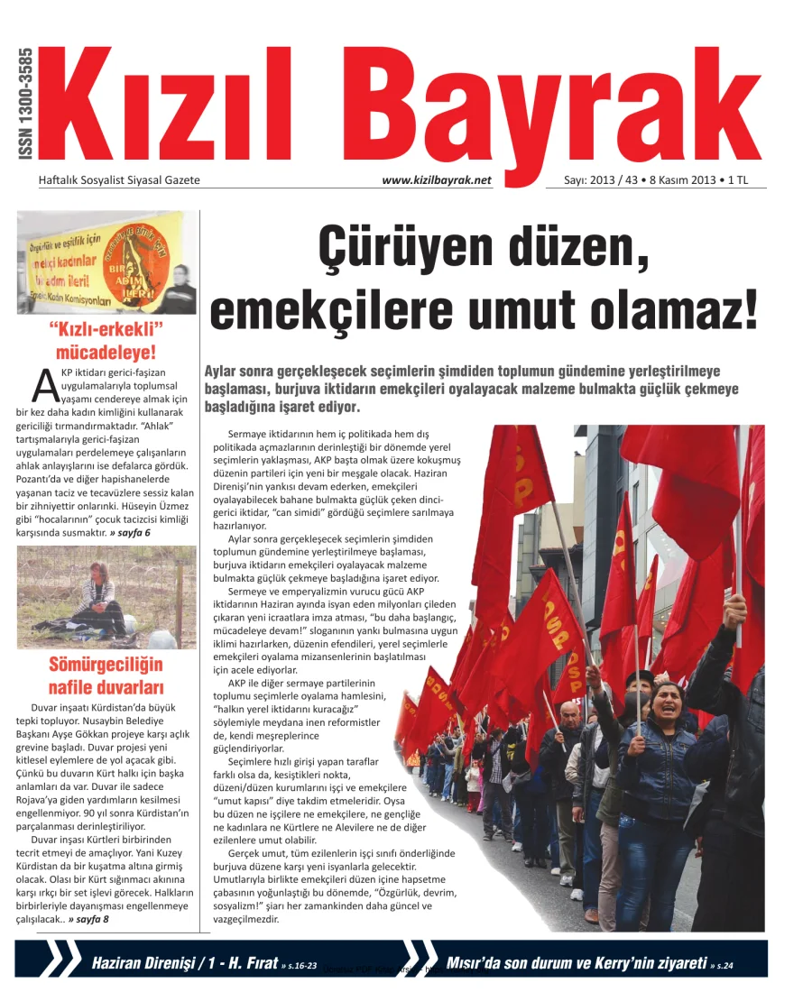 Kızılbayrak Yıl 2013 Sayı 43 08 Kasım kapak görseli