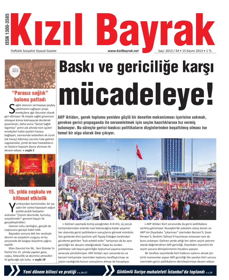 Kızılbayrak Yıl 2013 Sayı 44 15 Kasım kapak görseli