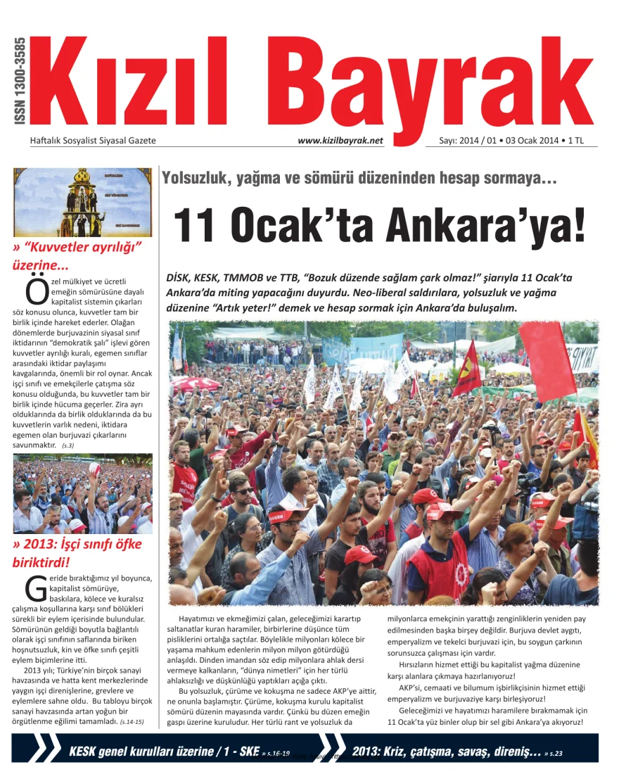 Kızılbayrak Yıl 2014 Sayı 01 03 Ocak kapak görseli
