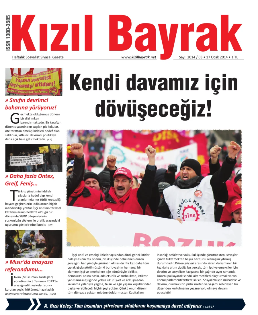 Kızılbayrak Yıl 2014 Sayı 03 17 Ocak kapak görseli