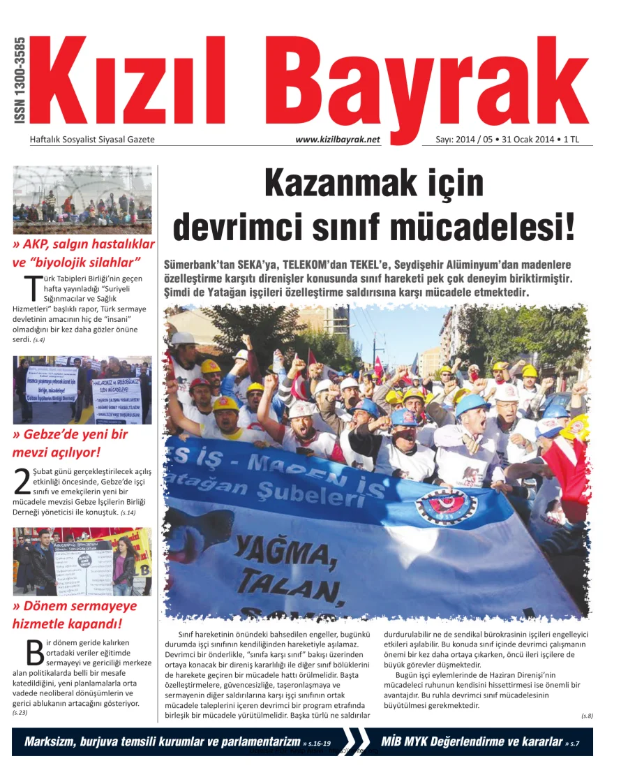 Kızılbayrak Yıl 2014 Sayı 05 31 Ocak kapak görseli