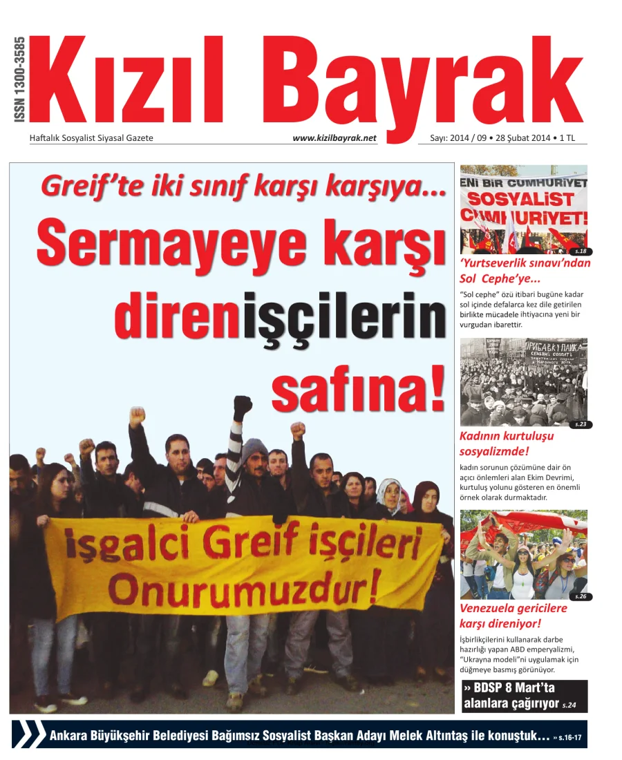 Kızılbayrak Yıl 2014 Sayı 09 28 Şubat kapak görseli