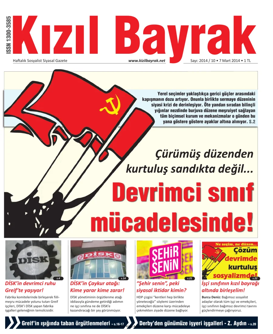 Kızılbayrak Yıl 2014 Sayı 10 07 Mart kapak görseli