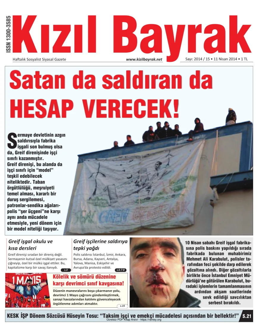Kızılbayrak Yıl 2014 Sayı 15 11 Nisan kapak görseli
