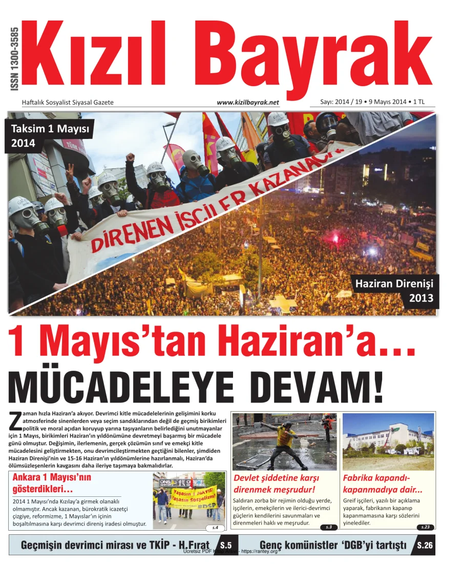 Kızılbayrak Yıl 2014 Sayı 19 09 Mayıs kapak görseli