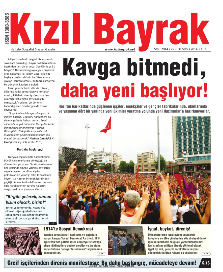 Kızılbayrak Yıl 2014 Sayı 22 30 Mayıs kapak görseli