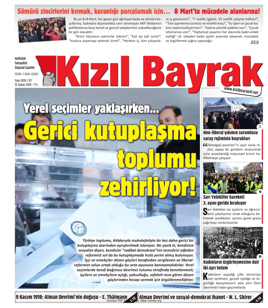 Kızılbayrak Yıl 2019 Sayı 07 15 Şubat kapak görseli