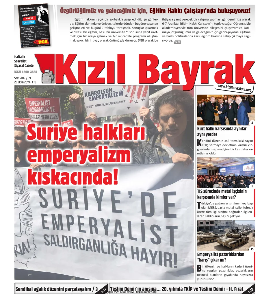 Kızılbayrak Yıl 2019 Sayı 39 25 Ekim kapak görseli