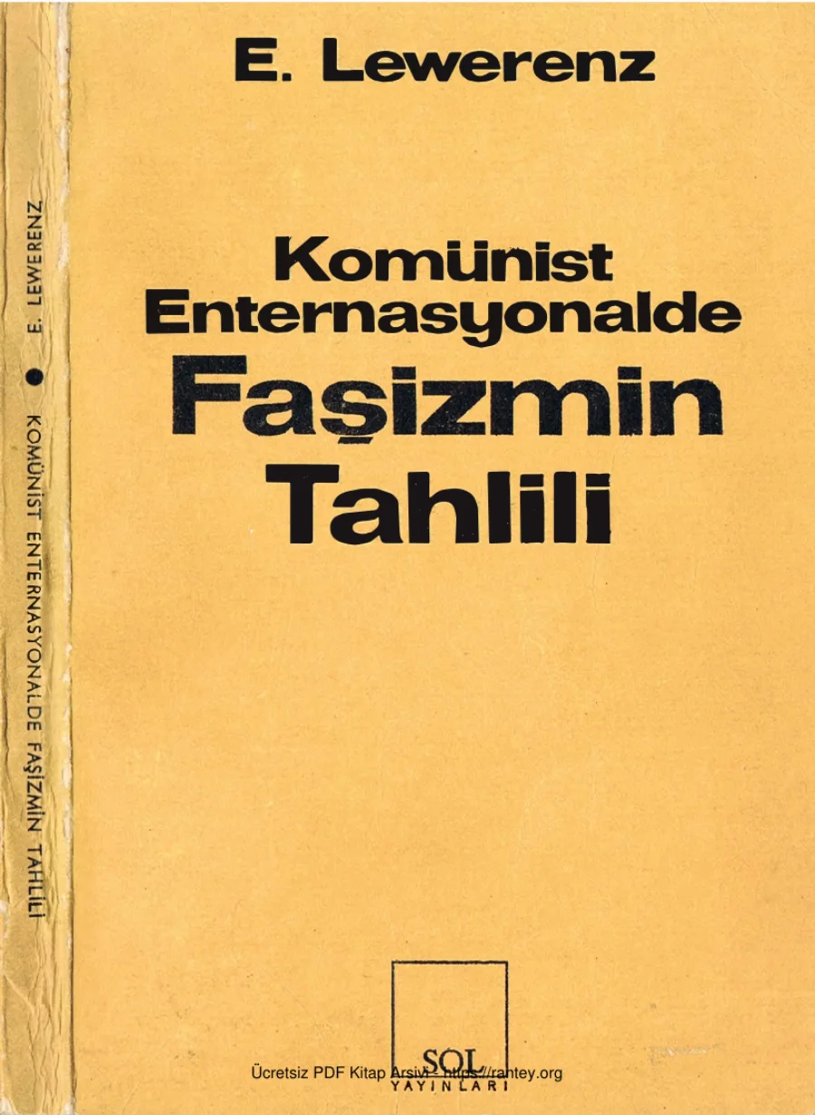 Komünist Enternasyonalde Faşizmin Tahlili kapak görseli