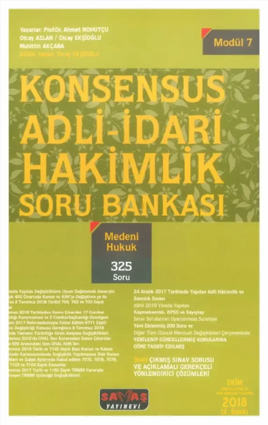 Konsensus Adli - İdari Hâkimlik Soru Bankası: Medeni Hukuk kapak görseli