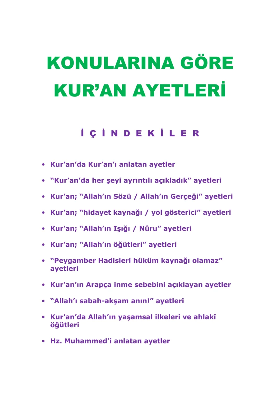Konularına Göre Kur'an Ayetleri kitap kapağı