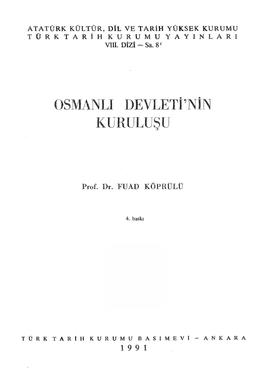 Köprülü Osmanlı Devletinin Kuruluşu kitap kapağı