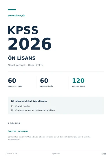 KPSS 2026 Ön Lisans Soru Kitapçığı kapak görseli