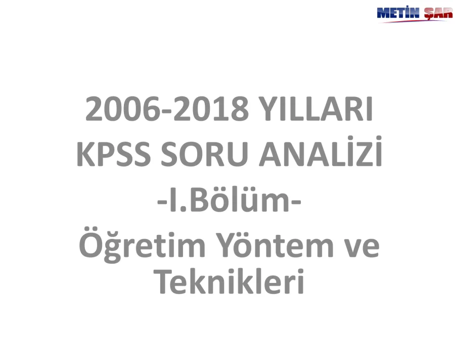 KPSS Soru Analizi: Öğretim Yöntem ve Teknikleri 1 PDF kapak görseli