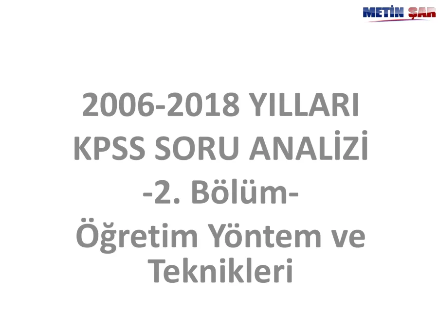 KPSS Soru Analizi: Öğretim Yöntem ve Teknikleri 2 PDF kapak görseli