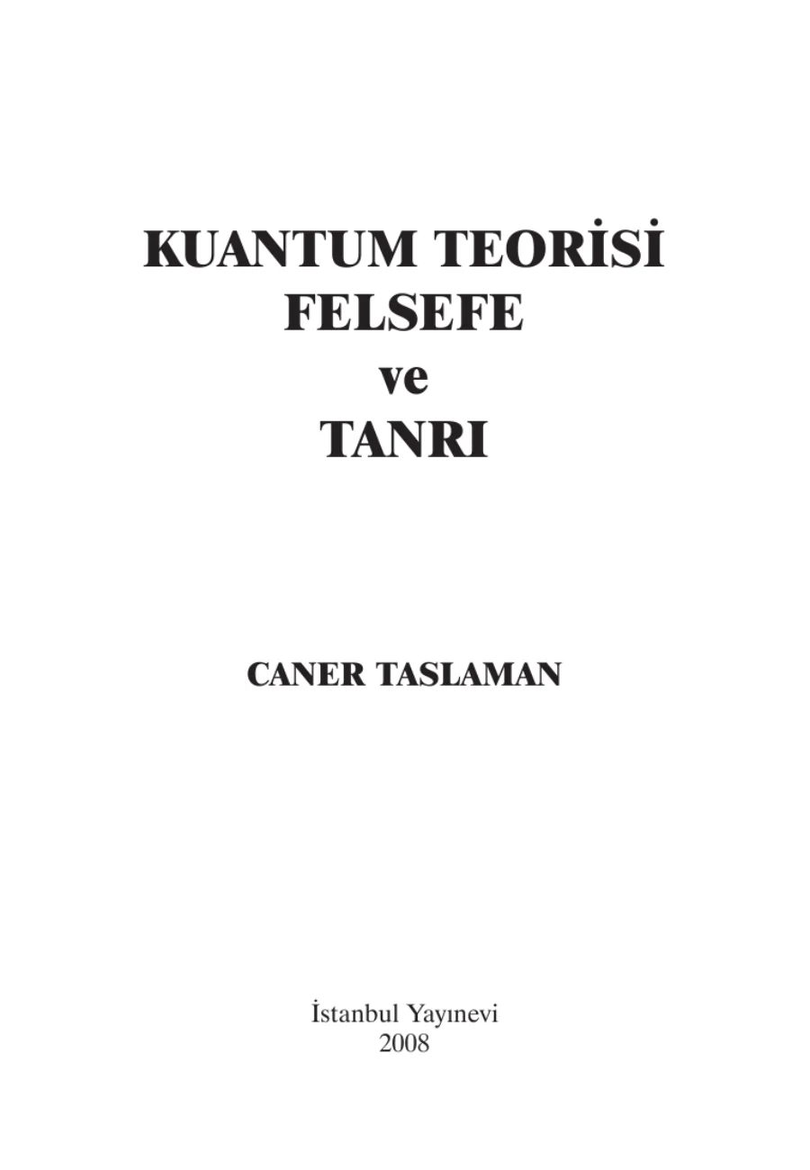 Kuantum Teorisi, Felsefe ve Tanrı kapak görseli