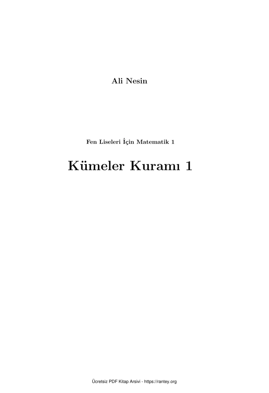 Kümeler Kuramı 1 kapak görseli