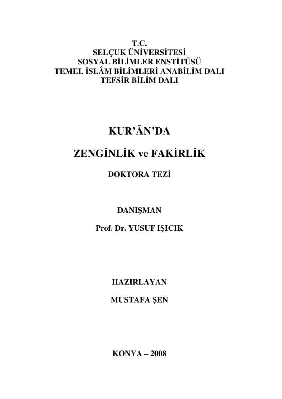 Kur'an Da Zenginlik ve Fakirlik kapak görseli