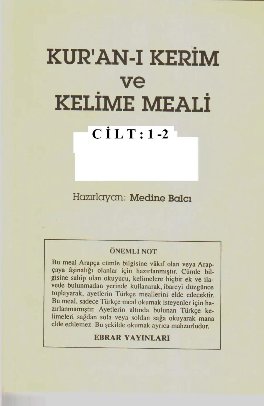 Kur'an'ı Kerim ve Kelime Meali kapak görseli
