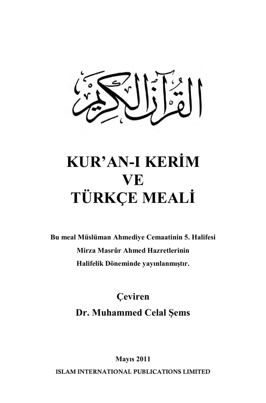 Kur'an I Kerim ve Türkçe Meali kapak görseli