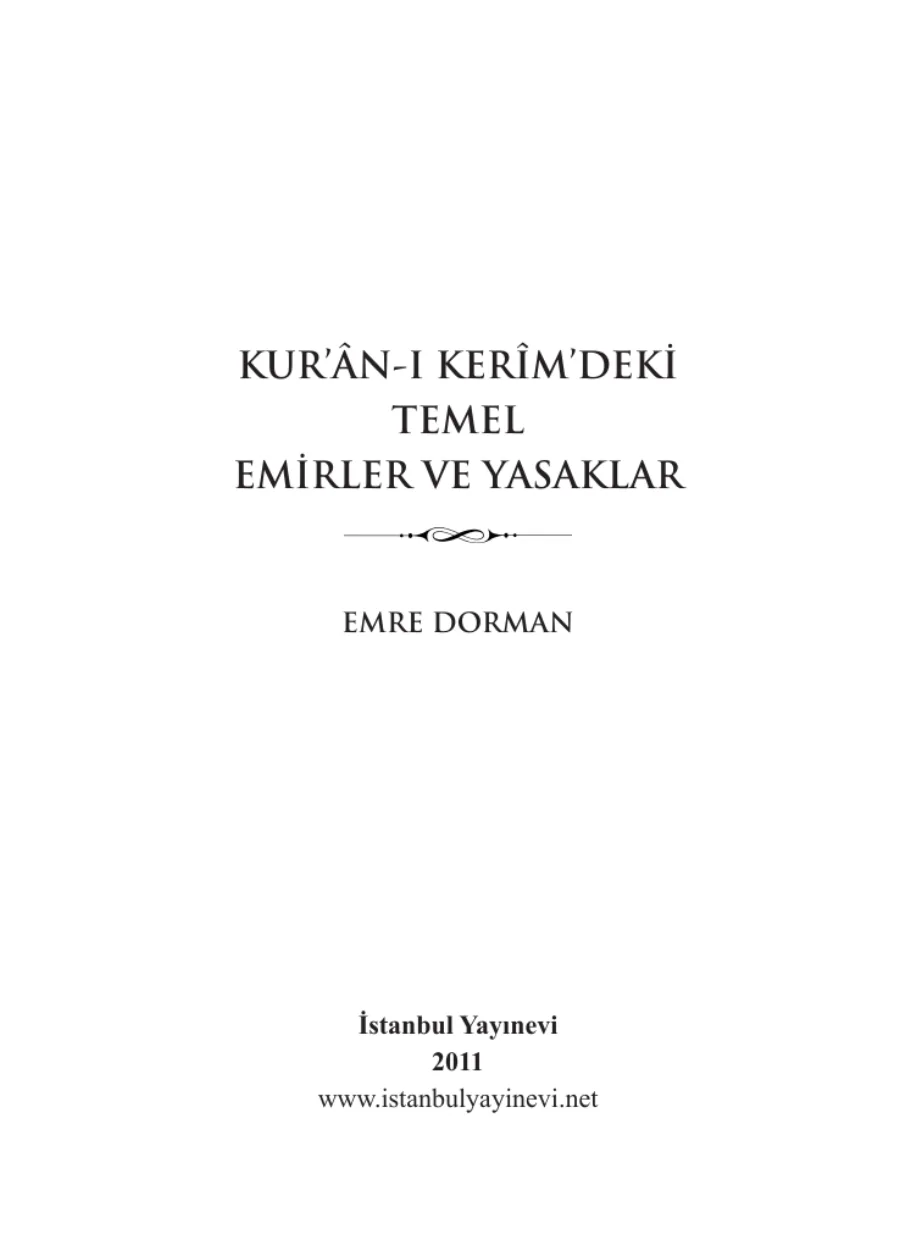Kur'an I Kerimdeki Temel Emirler ve Yasaklar kapak görseli