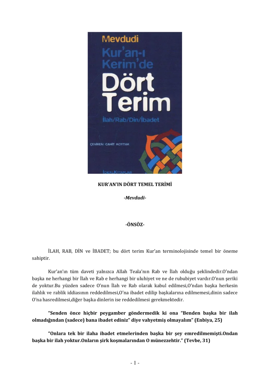 Kur'an'ın Dört Temel Terimi kapak görseli