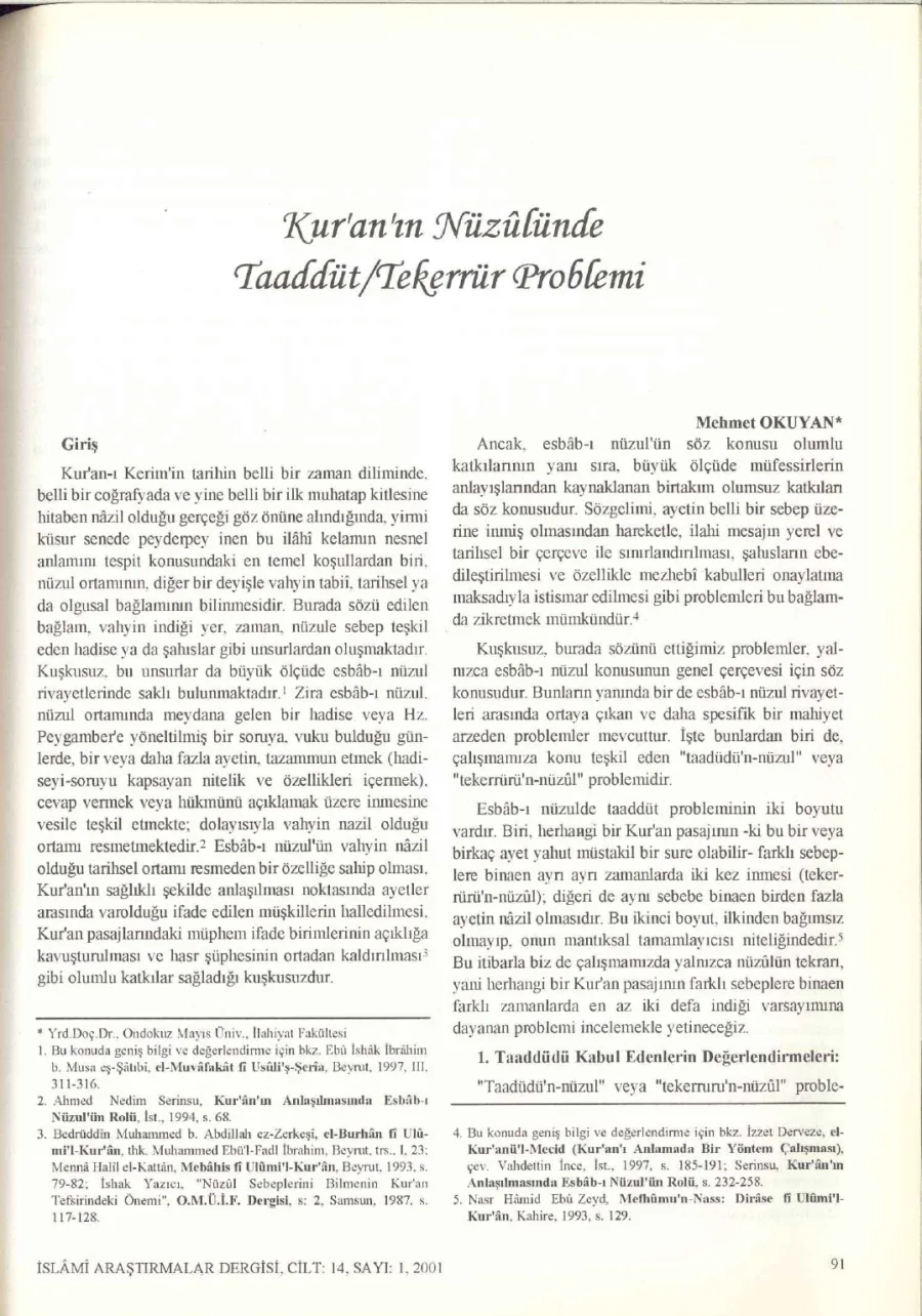 Kur'an Nüzulünde Tekerrür Problemi kapak görseli