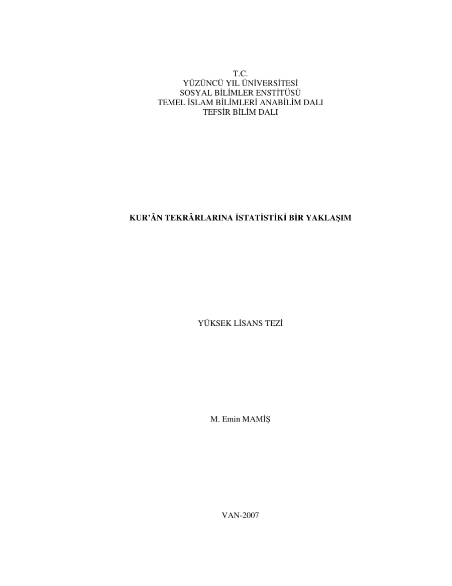 Kur'an Tekrarlarına İstatistiki Bir Yaklaşım kapak görseli