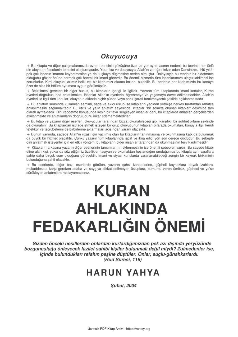 Kuran Ahlakında Fedakarlığın Önemi kapak görseli