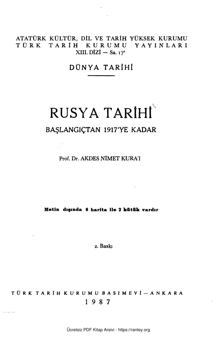 Kurat Rusya Tarihi Başlangıçtan 1917e Kadar kapak görseli