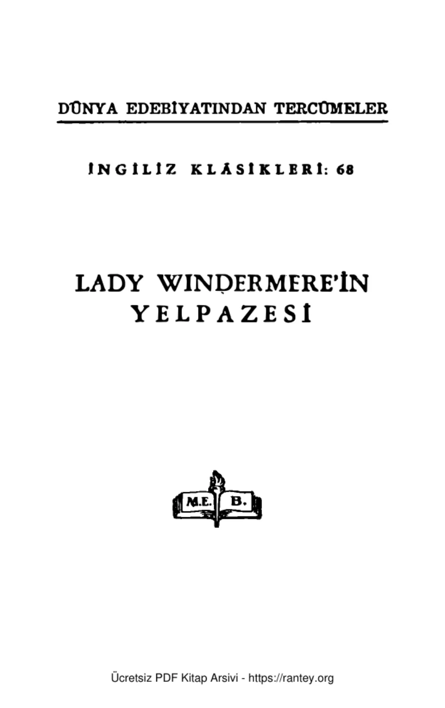 Lady Windermerein Yelpazesi MEB Yayınları kapak görseli