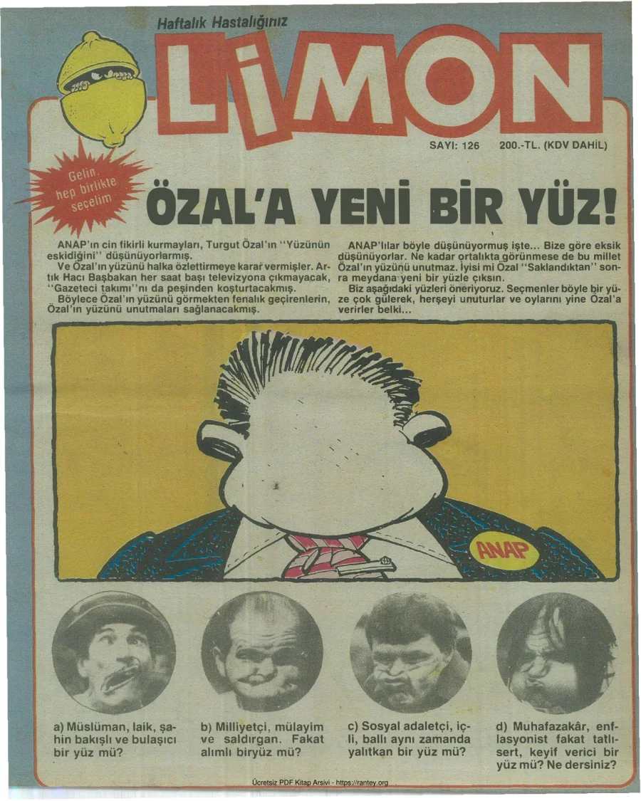 Limon 1988 Sayı 126 kapak görseli