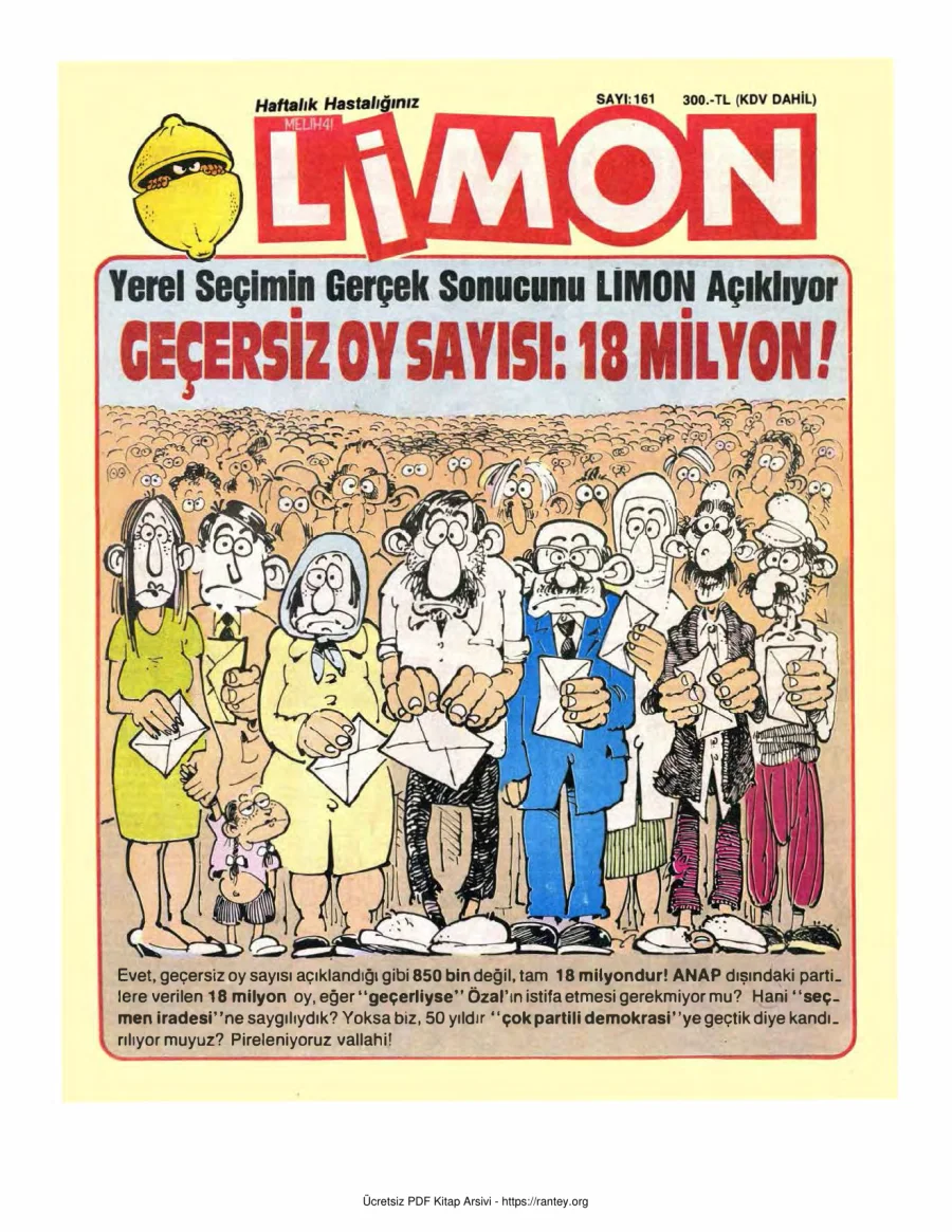 Limon 1989 Sayı 161 kapak görseli