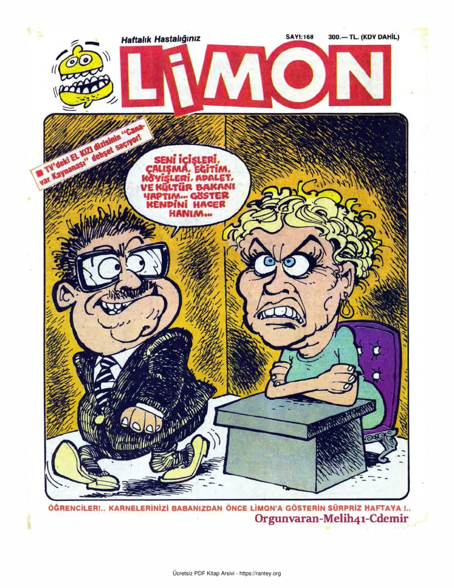 Limon 1989 Sayı 168 kapak görseli