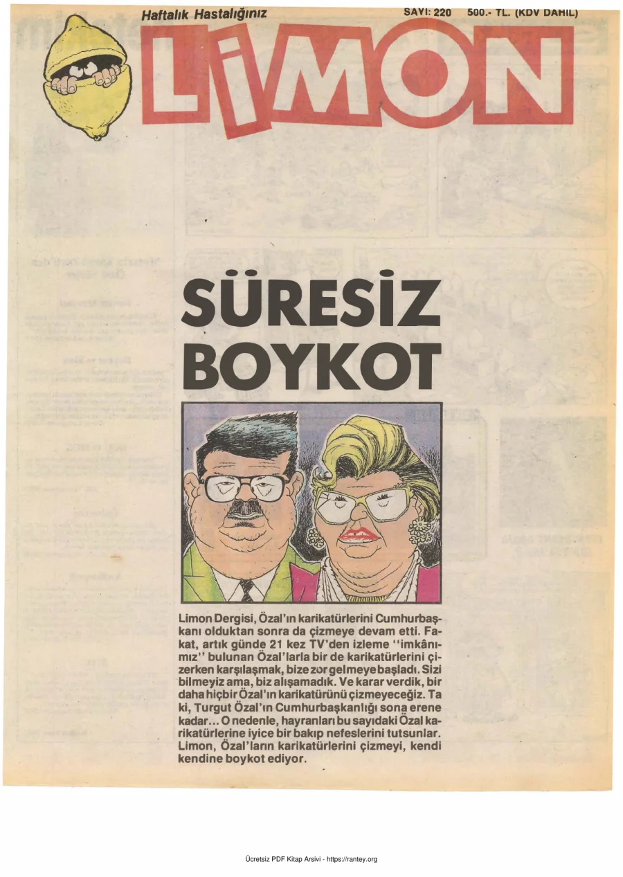 Limon 1990 Sayı 220 kapak görseli