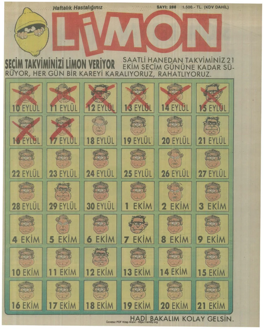 Limon 1991 Sayı 288 kapak görseli