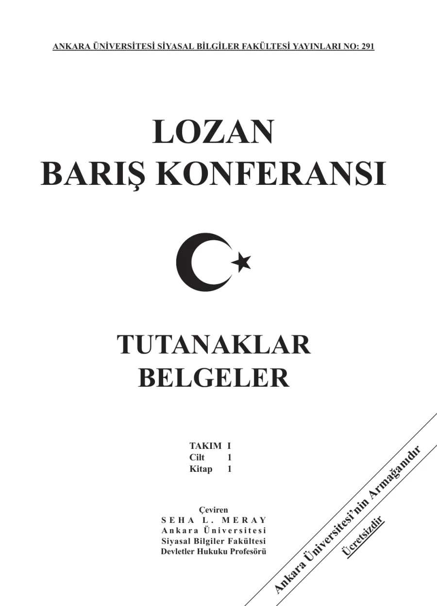 Lozan Barış Konferansı: Tutanaklar-Belgeler - Takım 1, Cilt 1, Kitap 1 kapak görseli
