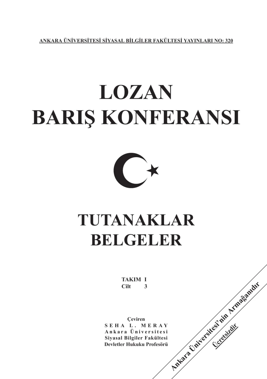 Lozan Barış Konferansı: Tutanaklar-Belgeler - Takım 1, Cilt 3 kapak görseli