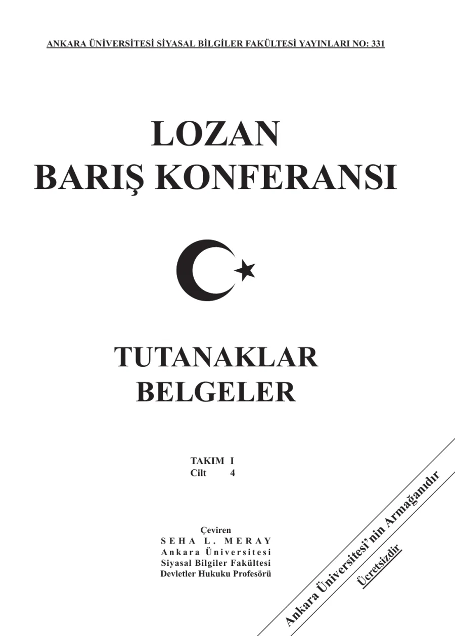 Lozan Barış Konferansı: Tutanaklar-Belgeler - Takım 1, Cilt 4 kapak görseli