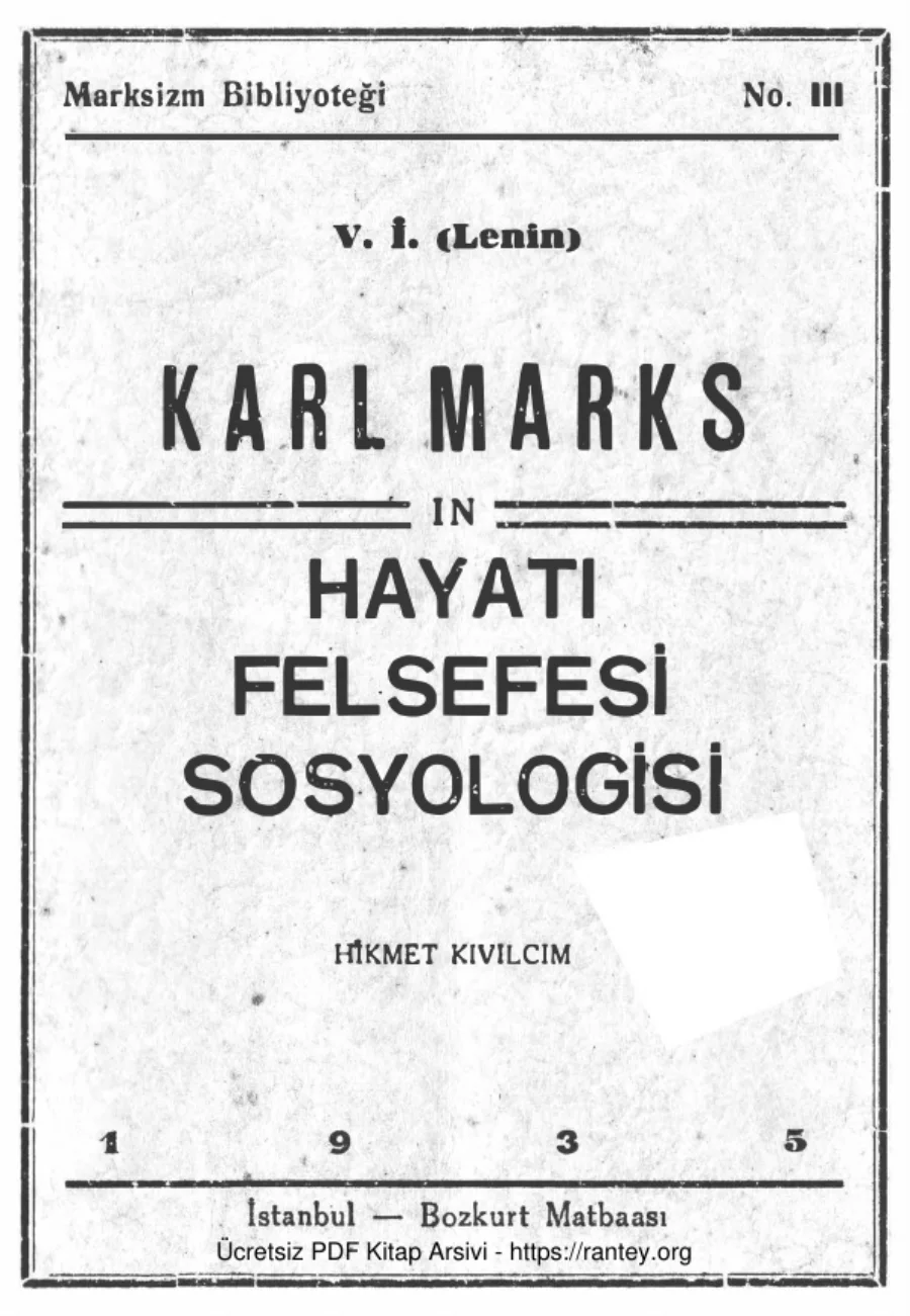 Marksın Hayatı Felsefesi Sosyolojisi kapak görseli