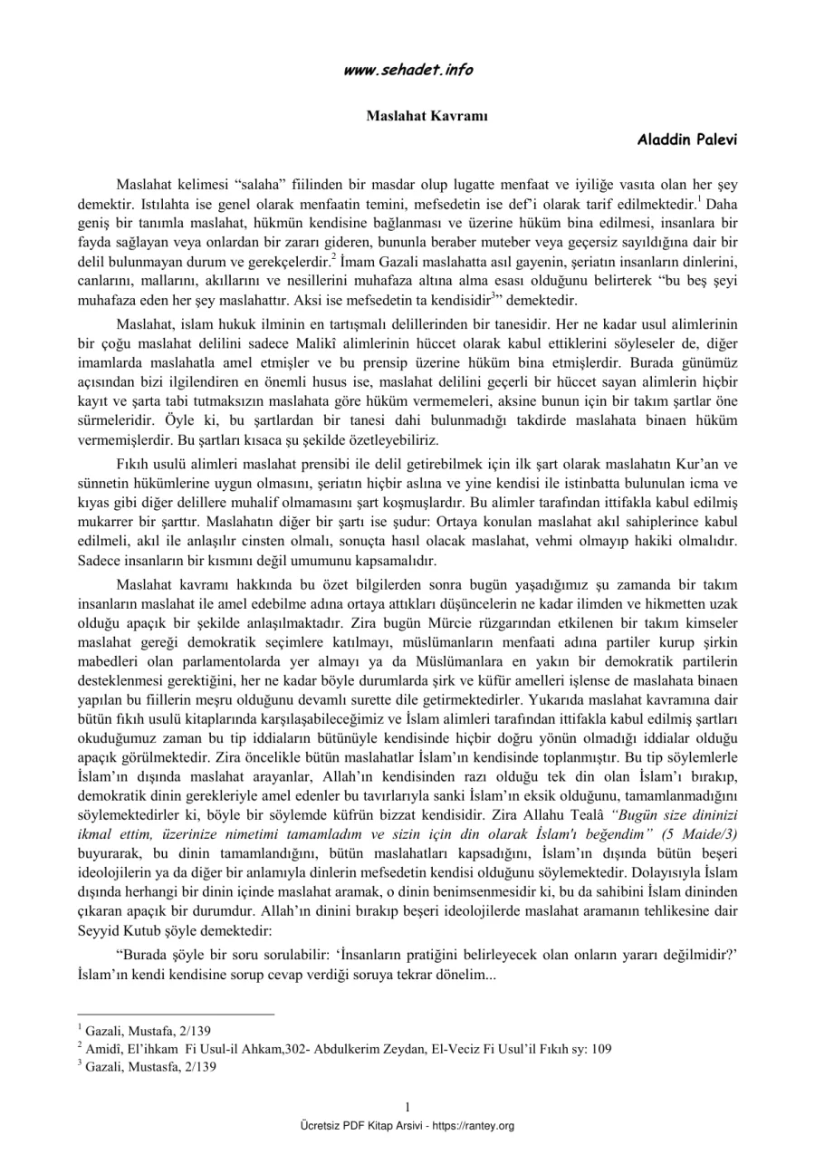 MASLAHAT KAVRAMI ALADDİN PALEVİ KAVRAMI Ebu Abdulmumin Tekin Mıhçı kapak görseli