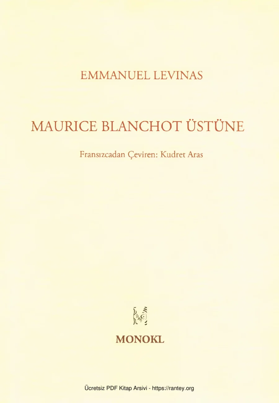 Maurice Blanchot Üstüne kapak görseli
