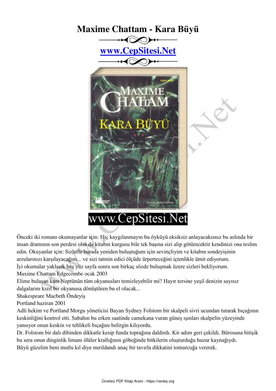 Maxime Chattam Kara Büyü La Trilogie du mal Joshua Brolin 3 aki kapak görseli