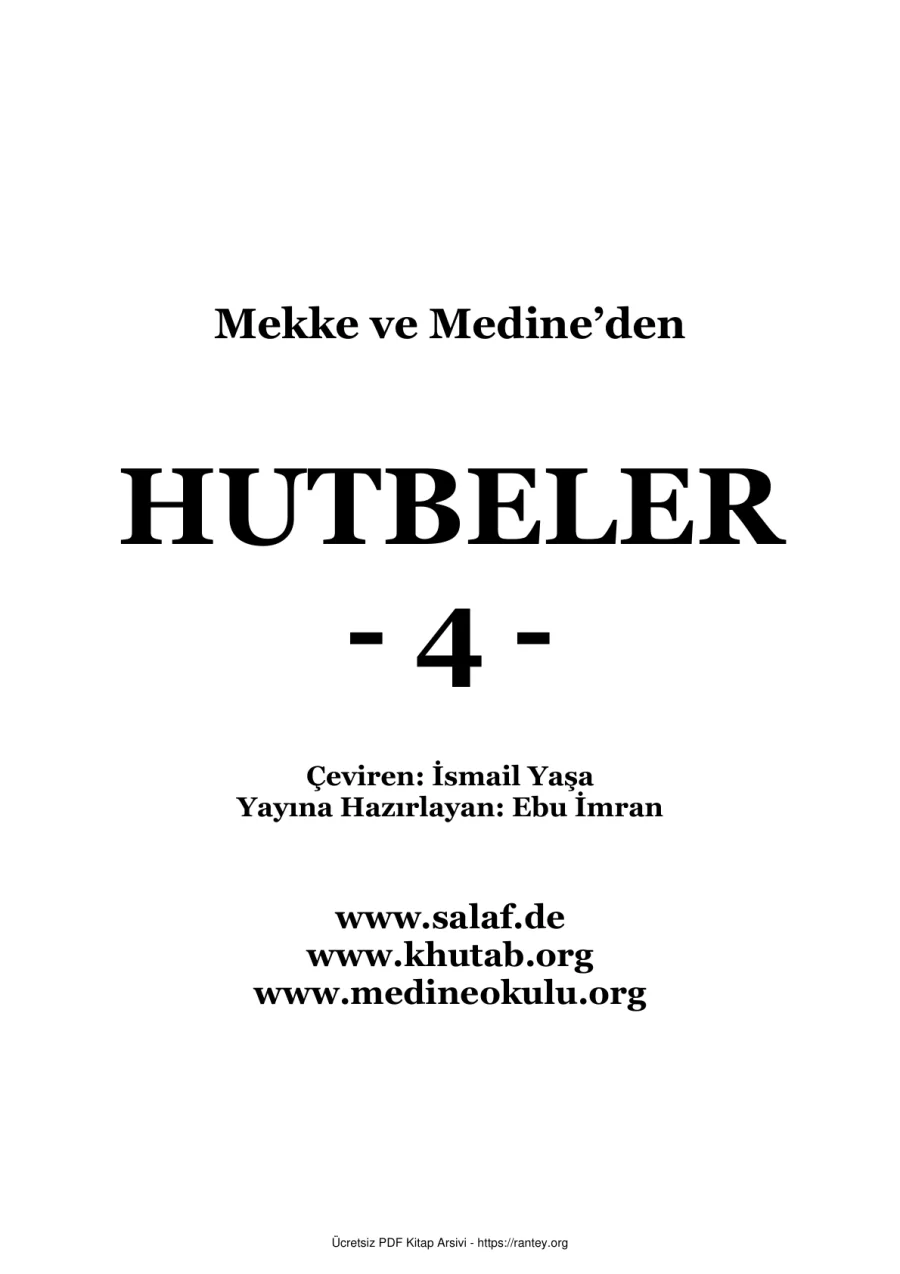 MEDİNE HUTBELERİ CİLT 4 Ebu Abdulmumin Tekin Mıhçı kapak görseli
