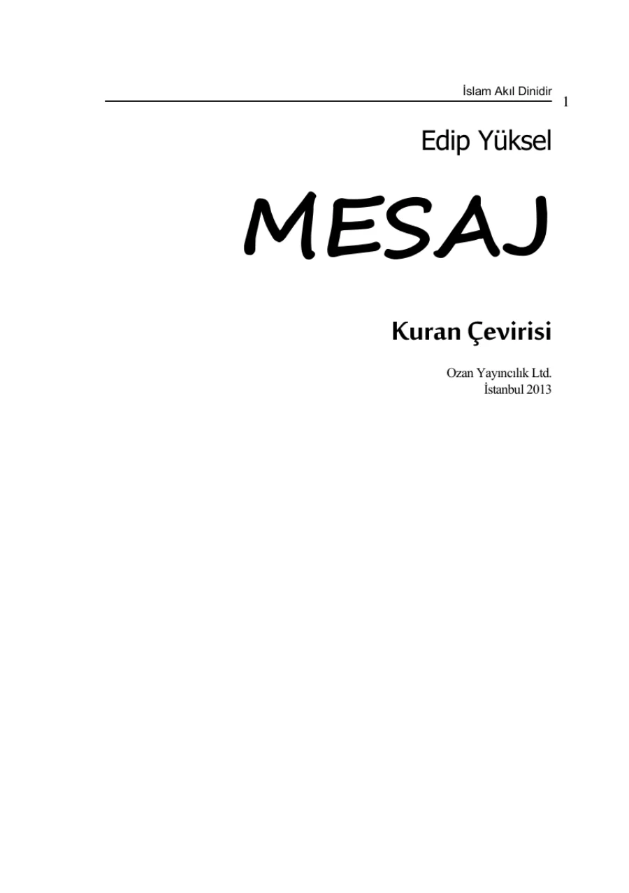 Mesaj: Kur'an Çevirisi kapak görseli